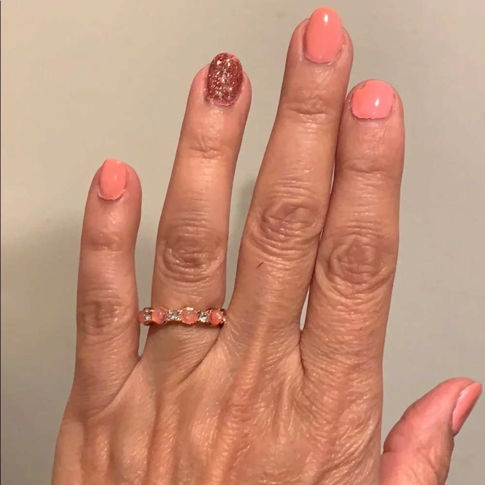 Rose Gold plated CZ opal Wedding Band sizes 6 &10